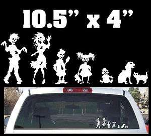 funny stick figure zombie family rear window decal  