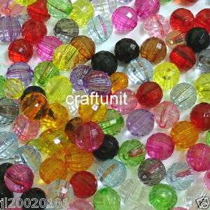 100 Arcylic 8mm Faceted round bead c29 U PICK  