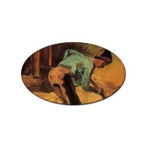  Man Stooping with Stick or Spade By Vincent Van Gogh Oval 