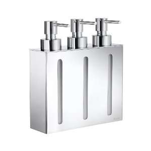 Outline wall mounted triple pump soap dispenser in polished chrome