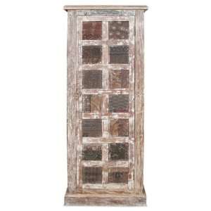  Rustic Finish Indian Rose Wood Time Square Cabinet 