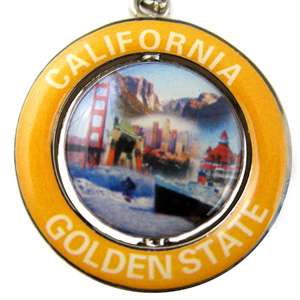 California Golden State Famous Places Souvenir Spinner Key Ring