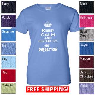 KEEP CALM and listen to ONE DIRECTION t shirt Tour LADIES S 2X 1D all 