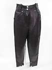 CLAUDE MONTANA Black Leather Zipper Bottoms Pants Sz 38