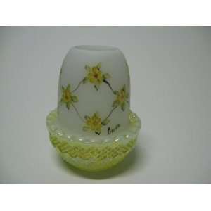   Hand Painted Butter Cup Carnival Glass Candle Lamp: Home Improvement