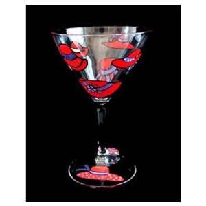  Red Hat Dazzle Design Hand Painted Martini glass: Kitchen 