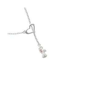  Bunny Face Silver Plated Heart Lariat Charm Necklace 