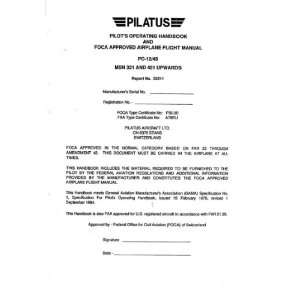 Pilatus PC 12 Aircraft Flight Manual Pilatus  Books