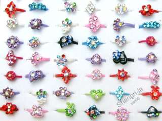 Wholesale Lot 100 Mixed Rhinestone Floral Rings SS6  