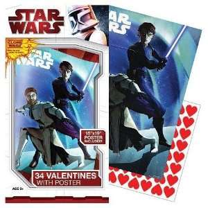  Star Wars Clone 34 Valentines Day Cards with Poster: Toys 