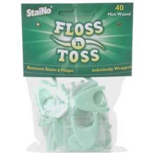  StaiNo Floss n Toss Flossers, Mint Waxed   32 disposable 