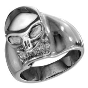  Stainless Steel Mens High Polish Skull Ring (size 12 