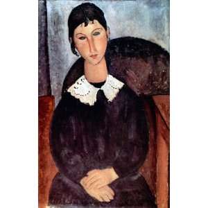  Oil Painting Elvira with white collar Amedeo Modigliani 