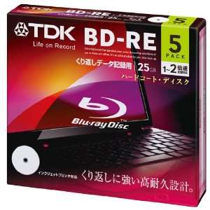  TDK Blu Ray BD RE Rewritable Ver. 2.1 25GB 2x Speed   5 