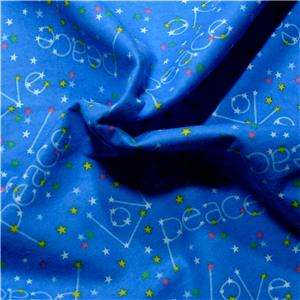 Love & Peace Cotton Flannel, Sewing, Quilting Blue FQs  