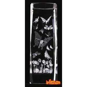  3d Laser Crystal 6x2x2 Butterfly + 3 Led Light Stand 