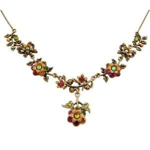 Beautiful Necklace Ornate with Hand Painted Flowers, Leaves, Bow Ties 