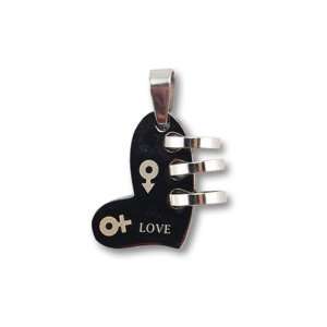   Steel Pierced Ring Big Heart Male Female Symbol Love Necklace Pendant