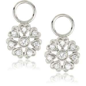   Charmed Life Diamond 14k White Gold Flower Ear Charm: Jewelry