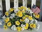 USA Flag Easter Cemetery Memorial Day Service Yellow Daisy White 