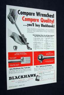 BLACKHAWK Socket Wrench wrenches tools 1950 print Ad  