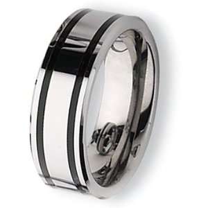   Chisel Tungsten Ring with Black Enamel (8.0 mm)   Size 13.0 Chisel