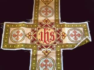 VESTMENT   Needlepoint CROSS from chasuble   antique, ca. 1900 quality 