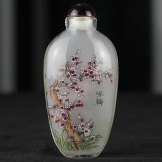 CHINESE “plum flower” INNER PAINTING GLASS SNUFF BOTTLE  