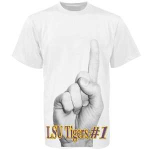  LSU Tigers White #1 Fan Hand T shirt