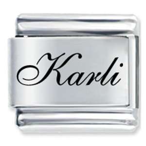   Script Font Name Karli Gift Laser Italian Charm: Pugster: Jewelry