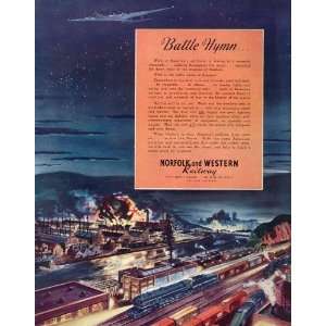 1944 Ad WWII Norfolk Western Railway Factories Trains   Original Print 