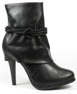 Black Knotted Ankle Bootie Boot 8.5 us Anne Michelle  