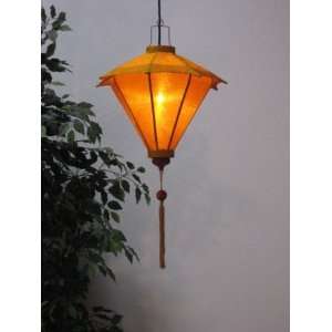  26 Silk And Bamboo Chinese Lantern   Gold Umbrella: Home 