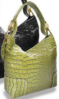 NEW Large LIME GREEN Hobo Snake Croco Bag Handbag Purse  
