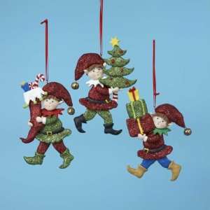  of 12 JoyVille Elves Holiday Party Christmas Ornaments: Home & Kitchen