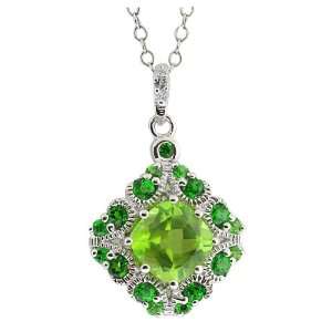   Green Peridot & Chrome Diopside Sterling Silver Pendant Jewelry