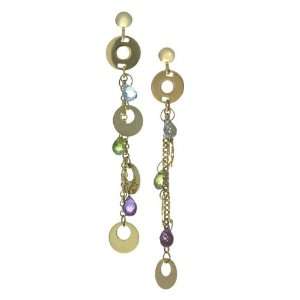  Multi Semi Precious Stones Circles Drop Earrings: Jewelry