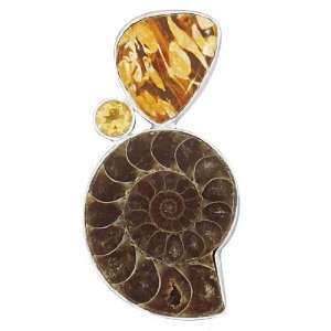   Wood Jasper Ammonite Citrine Multi Gemstone Pendant Jewelry Jewelry