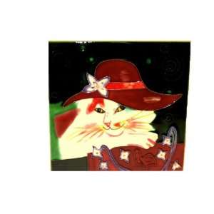  Cat with Red Hat 6X6 Decorative Tile