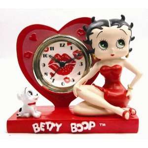  Betty Boop Polystone Miniature Clock   Red Heart 