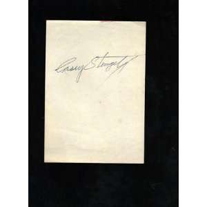  Casey Stengel Yankees HOF signed autographed 5X8 Sheet 