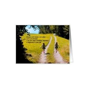  Encouragment Card for Twin   Girls Skipping a Path in a 