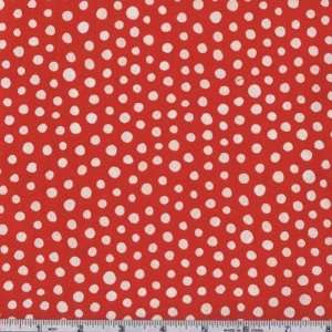  45 Wide Mingle Polka Dots Red Fabric By The Yard: Arts 
