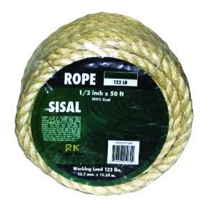 Rope King SR 1250 Sisal Rope 1/2 inch x 50 feet  