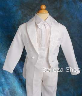 Boys White FORMAL Tuxedo TUX Suit Wedding SZ 8 ST001A  