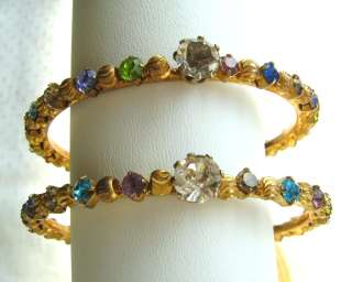 INDIAN ART jewelry MULTICOLOR CRYSTALS n BEADS BANGLES  