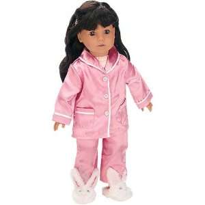  Doll Pajamas Pink Satin Pjs, Fits 18 American Girl Dolls 