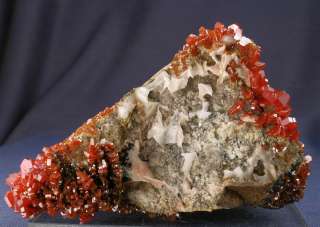 SHOWY MULTISIDED RED VANADINITE CRYSTALS ON MATRIX, MOROCCO  