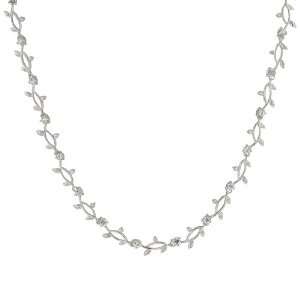  14k White Gold Plated CZ 116 CT Vine Necklace Jewelry