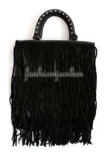 BROWN SUEDE FRINGE Genuine Leather Purse Messenger Boho Bag Handbag 